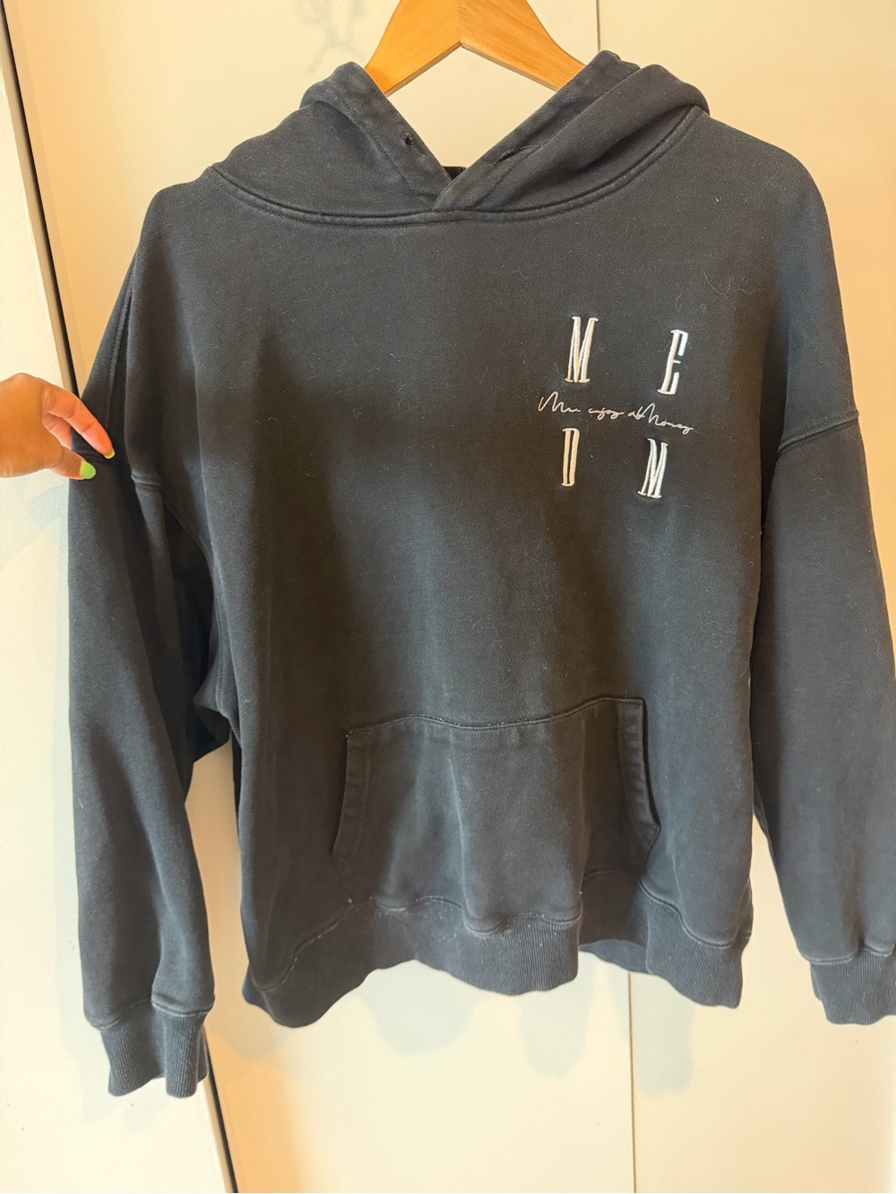 MEDM - Black Hoodie with Subtle White Script Logo